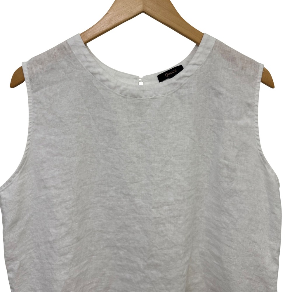 Quince White Sleeveless Linen Shell - Picture 4 of 9